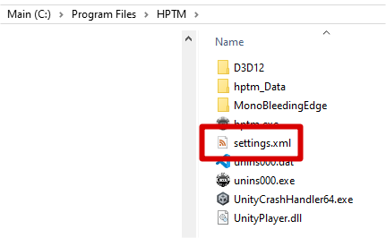 settings.xml next to hptm.exe