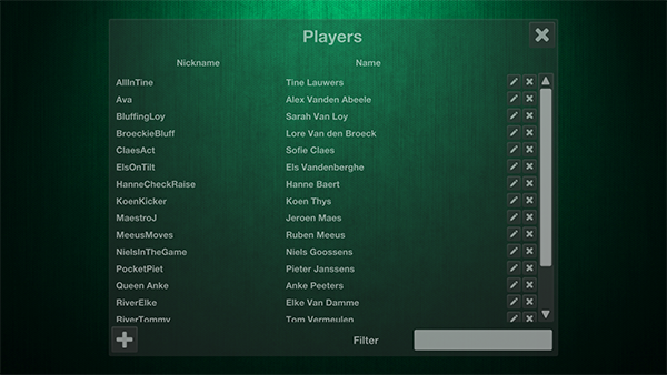 The tournament selection panel
