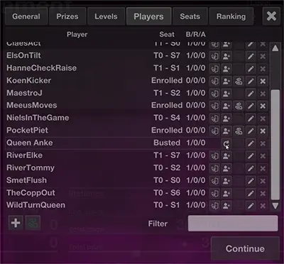 The tournament controls