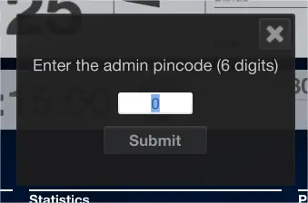 The admin code dialog
